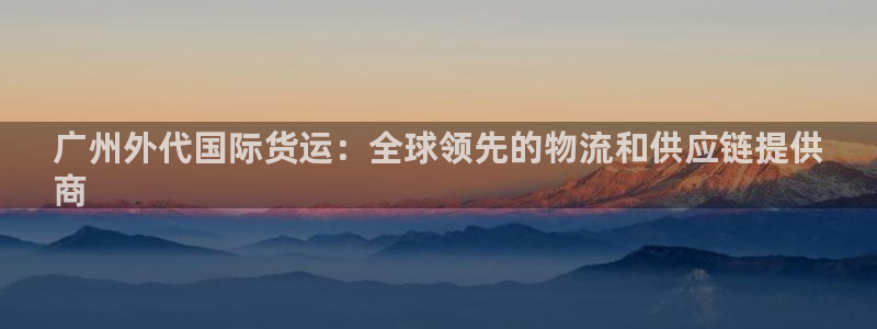 尊龙体育游戏平台：广州外代国际货运：全球领先的物流和供应